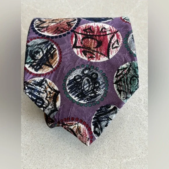 Designer Multicolor Patterned Men's Tie - Picture 7 of 7